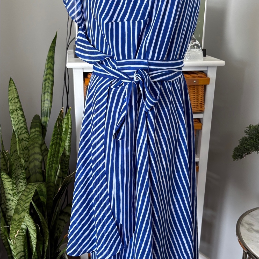 Lauren Ralph Lauren Striped Asymmetrical Dress in Blue and White - Picture 8 of 9